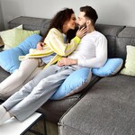 Наволочка на П-подушку стеганная для беременных и отдыха 140 x 75 x 20 см с молнией джинс/св.серая - фото 6