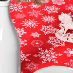 Новорічна скатертина 170 x 260 см водовідштовхувальна сніжинка на червоному - фото 5
