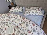Комплект постільної білизни Новорічна Нічблакитний Turkish Flannel 5D білий з будиночками - фото 3