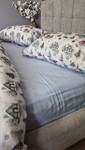 Комплект постільної білизни Новорічна Нічблакитний Turkish Flannel 5D білий з будиночками - фото 4