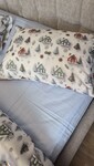 Комплект постільної білизни Новорічна Нічблакитний Turkish Flannel 5D білий з будиночками - фото 7