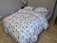 Комплект постільної білизни Новорічна Ніч Turkish Flannel 5D білий з будиночками
