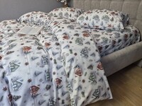 Комплект постільної білизни Новорічна Ніч Turkish Flannel 5D білий з будиночками - фото 2
