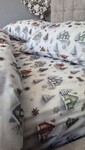 Комплект постільної білизни Новорічна Ніч Turkish Flannel 5D білий з будиночками - фото 3