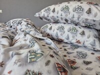 Комплект постільної білизни Новорічна Ніч Turkish Flannel 5D білий з будиночками - фото 5