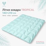 Одеяло летнее IDEIA Tropical 140x210 см (полуторное), искусственный лебяжий пух, легкое, гипоаллергенное, голубое - фото 2