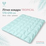 Одеяло летнее IDEIA Tropical 175x210 см (двуспальное), искусственный лебяжий пух, легкое, гипоаллергенное, голубое - фото 2