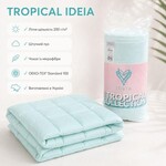 Одеяло летнее IDEIA Tropical 175x210 см (двуспальное), искусственный лебяжий пух, легкое, гипоаллергенное, голубое - фото 4