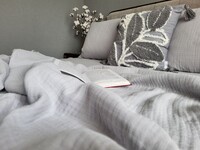 Комплект постільної білизни SINGLE GREY, Муслін чотиришаровий, 100 Бавовна, ТМ Комфорт-текстиль
