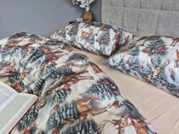 Комплект постільної білизни Олені NEWбежевий Turkish Flannel 5D зимовий принт - фото 11
