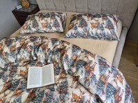 Комплект постільної білизни Олені NEWбежевий Turkish Flannel 5D зимовий принт - фото 3