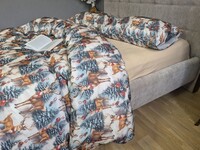 Комплект постільної білизни Олені NEWбежевий Turkish Flannel 5D зимовий принт - фото 4