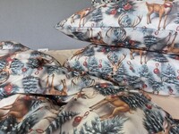 Комплект постільної білизни Олені NEWбежевий Turkish Flannel 5D зимовий принт - фото 9