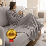 Плед простирадло IDEIA, 220 x 235 см, для ліжка, дивана, пляжу, бавовна, сірий - фото 7