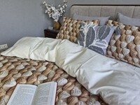 Комплект постільної білизни Плетені Сердечки Cotton 5D молочний - фото 7