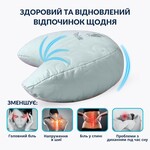 Подушка Balance ергономічна 46 x 24 x 10 см. для шиї, голови та спини, зелена з вишивкою, ТМ IDEIA - фото 4