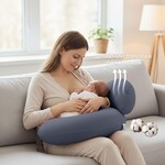 Подушка для годування IDEIA диван, антиалергенна з бавовни, 60x70x16 см, на блискавці, темно-сіра - фото 4