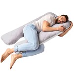 Подушка U-shape, П-подібна для вагітних і відпочинку з посиленим чохлом ТМ IDEIA 140 x 75 x 20 см сіро/біла - фото 7