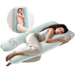 Подушка U-shape, П-образная для беременных, сна и отдыха ТМ IDEIA 140 x 75 x 20 см мятно/белая - фото 3