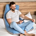 Подушка U-shape, П-подібна для сну та відпочинку з чохлом на блискавці ТМ IDEIA 140 x 75 x 20 см джинссіра - фото 6