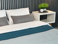 Покривало ArCloud 140 x 215 стьобане двостороннє в сумцi (Romb - Grey+Indian Teal) - фото 2
