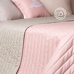 Двухстороннее покрывало 220 x 240 см евро + 2 декоративные подушки с вышивкой, пудра, серое, ТМ IDEIA - фото 7