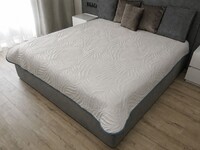 Покривало на ліжко двостороннє 215 x 240 см, листя беж/бірюза, ТМ Decorator - фото 2