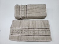 Полотенца махровые 2 шт VIP COTTON FILIZ, беж - фото 3