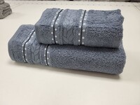 Полотенца махровые 2 шт VIP COTTON FILIZ, джинс - фото 5