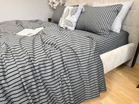 Постільна білизна Style Washed Cotton, варена бавовна, сіра в чорну смужку - фото 16