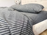 Постільна білизна Style Washed Cotton, варена бавовна, сіра в чорну смужку - фото 24
