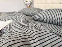 Постільна білизна Style Washed Cotton, варена бавовна, сіра в чорну смужку - фото 7