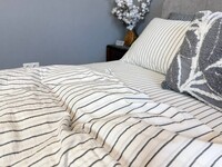 Постільна білизна Magic Washed Cotton, варена бавовна в тонку чорну смужку - фото 12