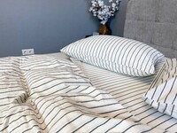 Постільна білизна Magic Washed Cotton, варена бавовна в тонку чорну смужку - фото 5