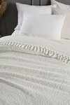 Простынь махровая Sikel 200x220 см жаккардовая с бахромой (Salkim - Beyaz)