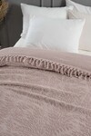 Простынь махровая Sikel 200x220 см жаккардовая с бахромой (Salkim - Lila)