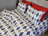 Комплект постільної білизни Ромб синій, Turkish flannel - фото 8