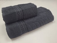 Полотенца махровые жаккардовые LUX COTTON AKASYA, 100 хлопок 520 гм2, черные, ТМ Gulcan