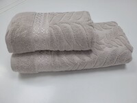 Полотенца махровые жаккардовые LUX COTTON AKASYA, 100 хлопок 520 гм2, песочные, ТМ Gulcan