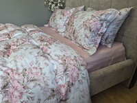 Комплект постільної білизни Сатин PREMIUM, DESIRE PINK, з рожевими півоніями - фото 15