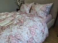 Комплект постільної білизни Сатин PREMIUM, DESIRE PINK, з рожевими півоніями