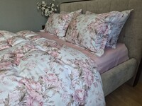 Комплект постільної білизни Сатин PREMIUM, DESIRE PINK, з рожевими півоніями - фото 4