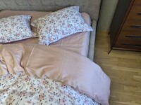 Комплект постельного белья Linda Сатин PREMIUM, нежно-розовый с цветами