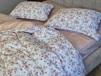 Комплект постельного белья Linda Сатин PREMIUM, нежно-розовый с цветами - фото 18