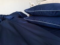 Комплект Синій сатин LUX наволочки з кантом, SD-4027 Комфорт-текстиль, всі розміри, пошиття на замовлення за вашими мірками - фото 8