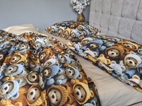 Комплект постельного белья Медвежата Стиляги Cotton 5D бежевый - фото 10
