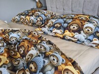 Комплект постельного белья Медвежата Стиляги Cotton 5D бежевый - фото 14