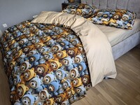 Комплект постельного белья Медвежата Стиляги Cotton 5D бежевый