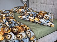 Комплект постільної білизни Ведмежата Стиляги Cotton 5D Хакі - фото 5