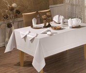 Скатертина Honey 160 x 220 см і 8 шт серветок, з вишивкою, ТМ Tabe - фото 1
